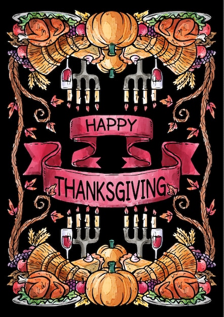 Free vector hand painted thanksgiving card
