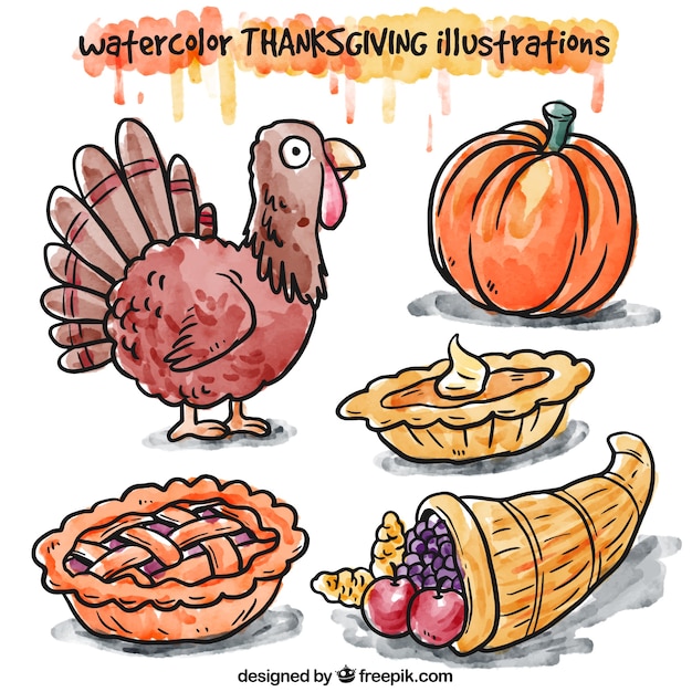 Hand painted thanksgiving illustrations