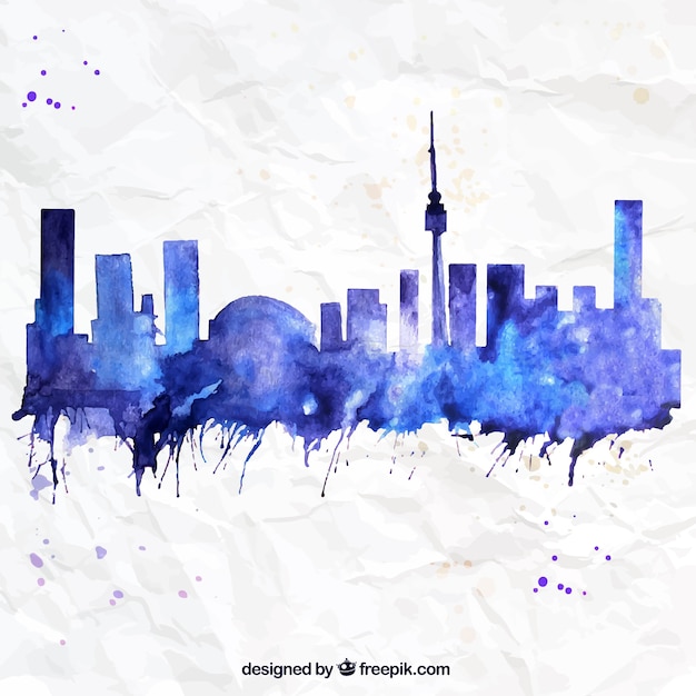 Vettore gratuito dipinti a mano toronto skyline