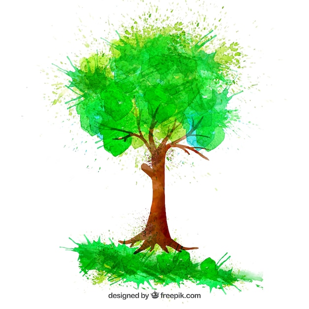 Free vector hand painted tree