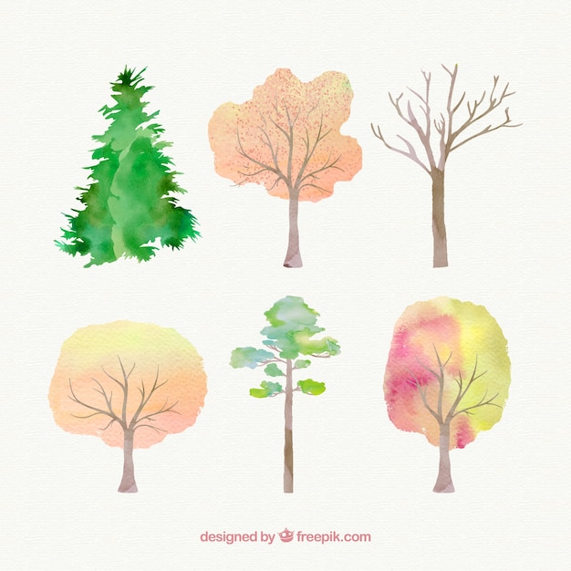 Free vector hand painted trees