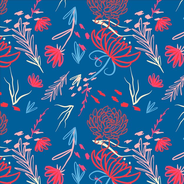 Hand painted tropical floral pattern