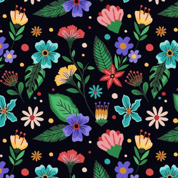 Hand painted tropical floral pattern