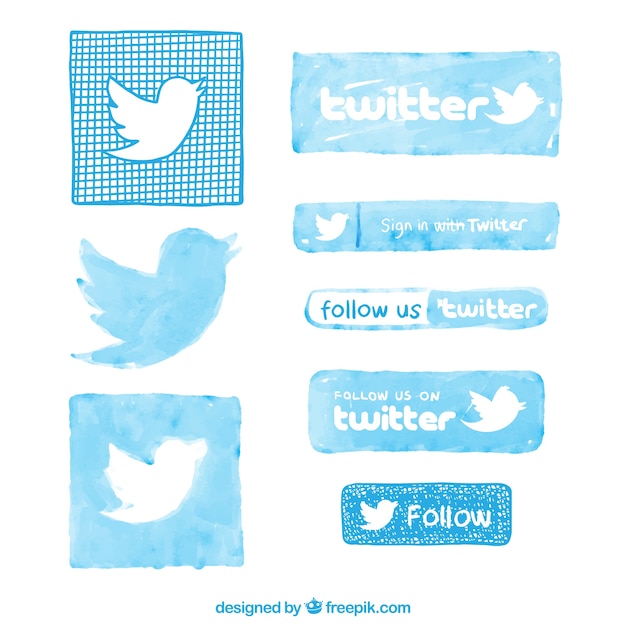 Free vector hand painted twitter logos