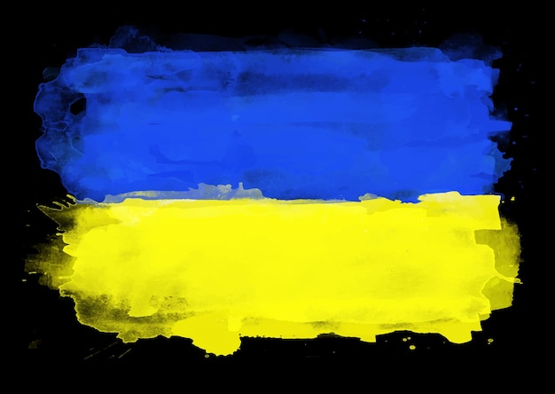 Free vector hand painted ukraine flag on a black background