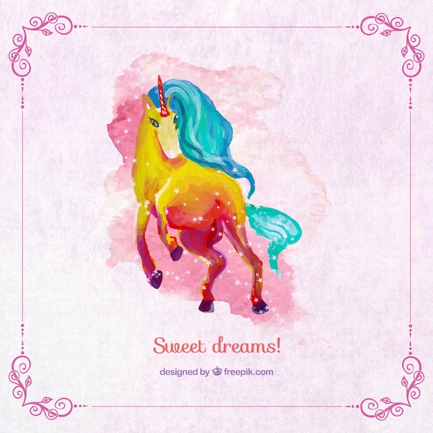 Free vector hand painted unicorn