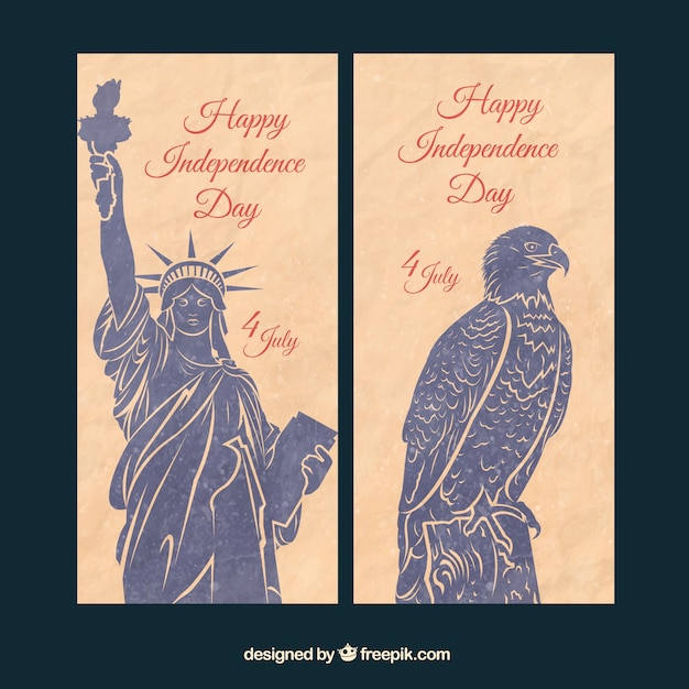 Free vector hand painted vintage american banners