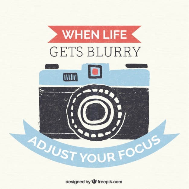 Free vector hand painted vintage camera lettering with a positive quote
