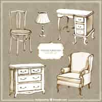 Free vector hand painted vintage furniture