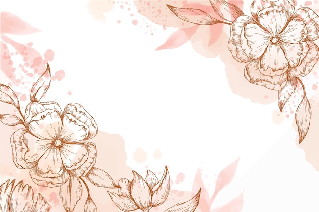 Free vector hand painted wallpaper with hand drawn floral elements