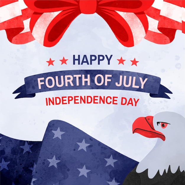 Free vector hand painted watercolor 4th of july - independence day illustration