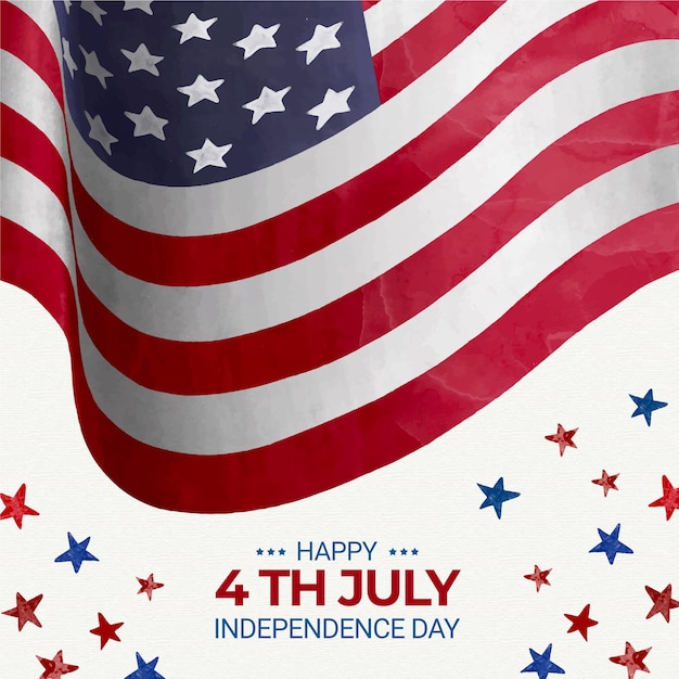 Бесплатное векторное изображение Ручная роспись акварелью 4 июля - иллюстрация дня независимости