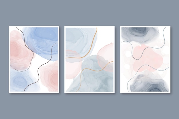 Hand painted watercolor abstract art cover collection