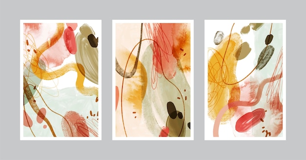 Hand painted watercolor abstract art cover collection