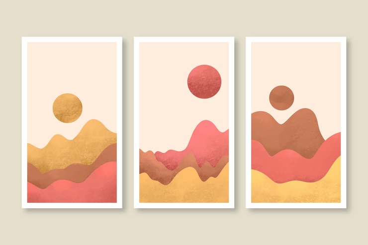 Free Vector hand painted watercolor abstract landscape covers collection