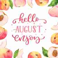 Free vector hand painted watercolor august lettering with fruits