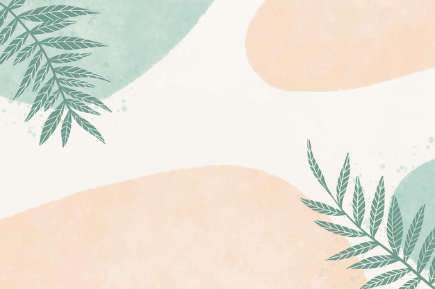 Free vector hand painted watercolor background with stains and leaves