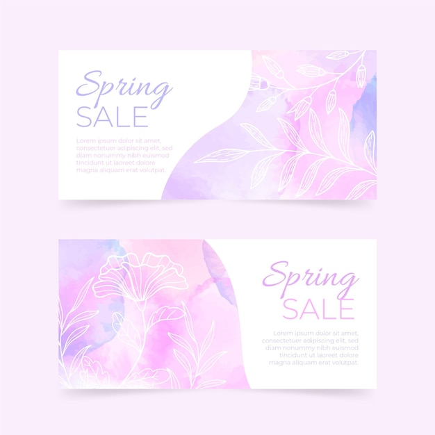 Hand painted watercolor banners design