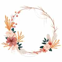 Free vector hand painted watercolor boho frame with flowers