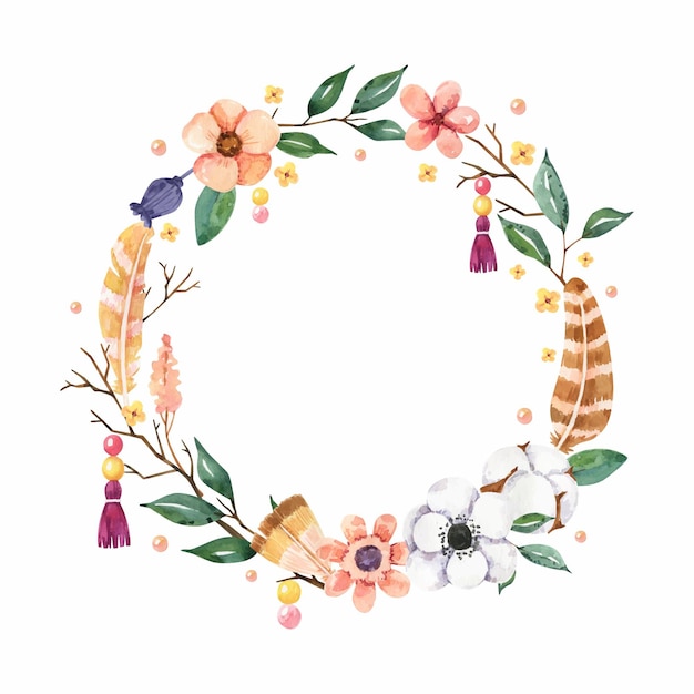 Free vector hand painted watercolor boho frame