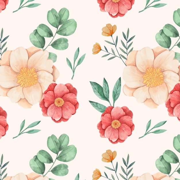 Hand painted watercolor botanical pattern design