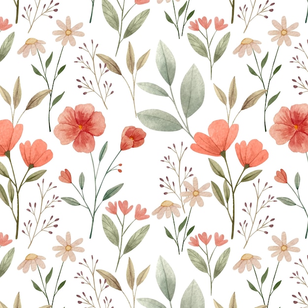 Hand painted watercolor botanical pattern design