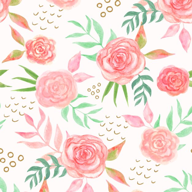 Hand painted watercolor botanical pattern