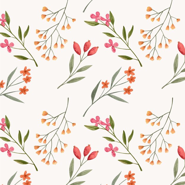 Hand painted watercolor botanical pattern