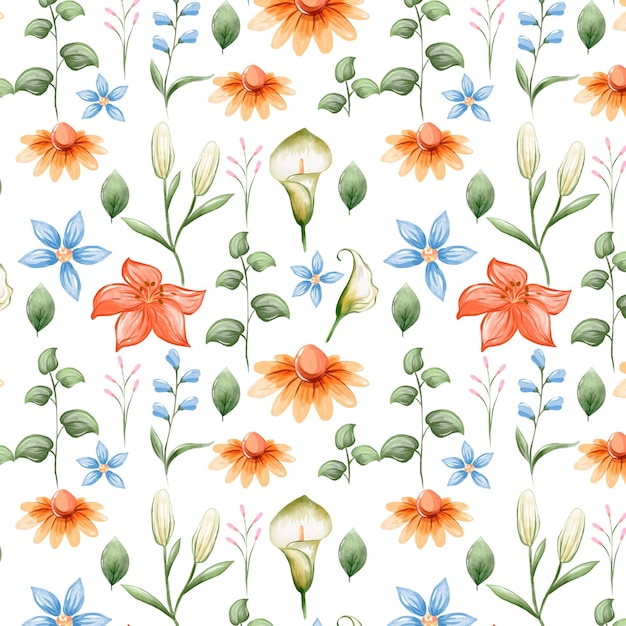 Free vector hand painted watercolor botanical pattern