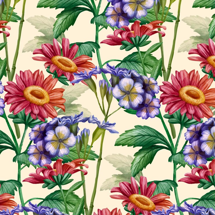 Free Vector hand painted watercolor botanical pattern
