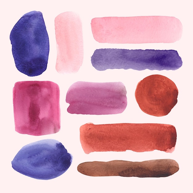 Hand painted watercolor brush strokes collection