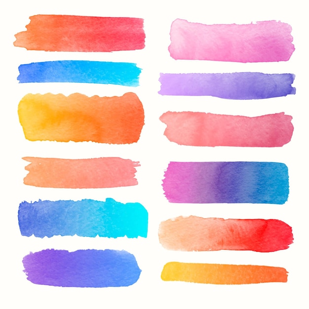 Hand painted watercolor brush strokes collection