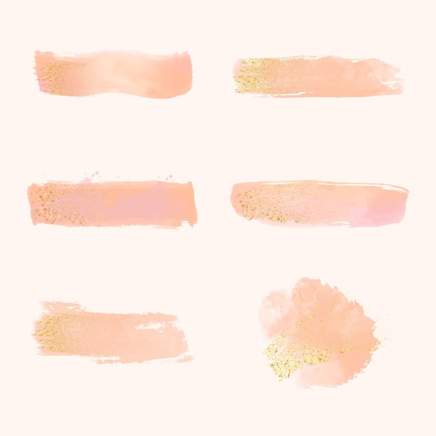 Hand painted watercolor brush strokes with gold and glitter