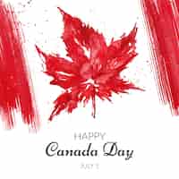 무료 벡터 손으로 그린 수채화 캐나다 하루 그림