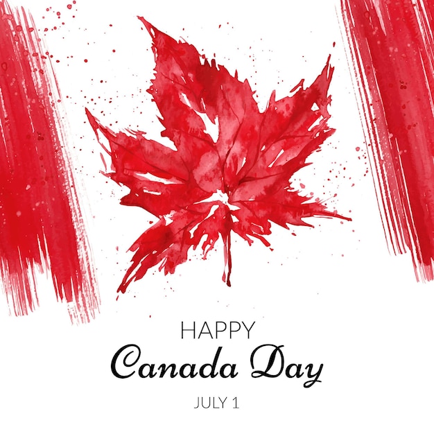 Hand painted watercolor canada day illustration