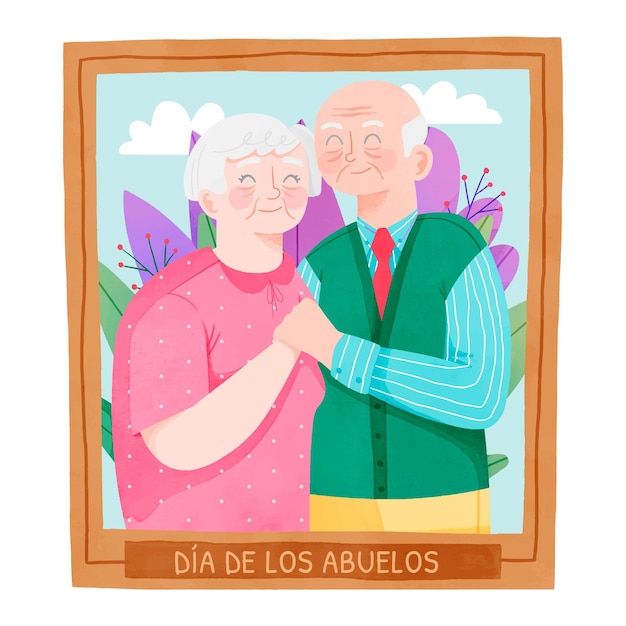 Vettore gratuito illustrazione di dia de los abuelos dell'acquerello dipinto a mano