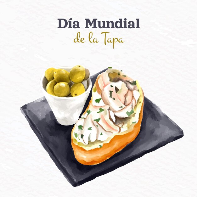 손으로 그린 수채화 dia mundial de la tapa 그림