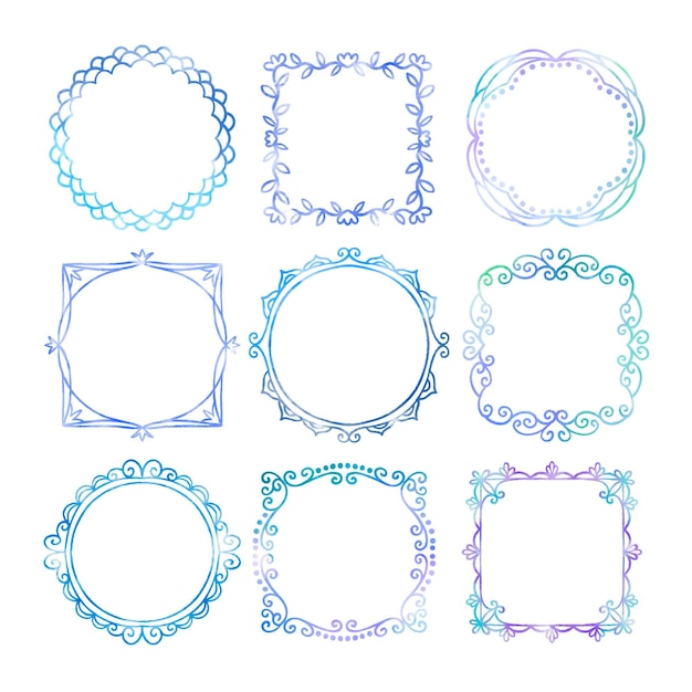 Free vector hand painted watercolor doodle frame collection