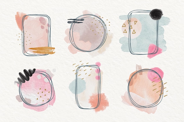 Free vector hand painted watercolor doodle frame collection