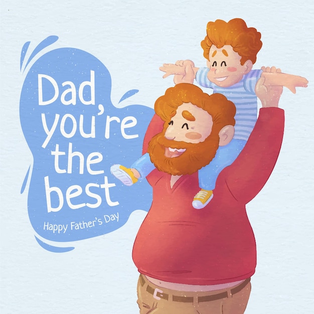 Hand painted watercolor father's day illustration