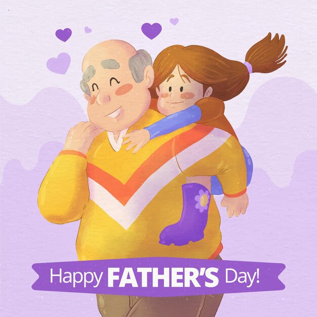 Hand painted watercolor father's day illustration