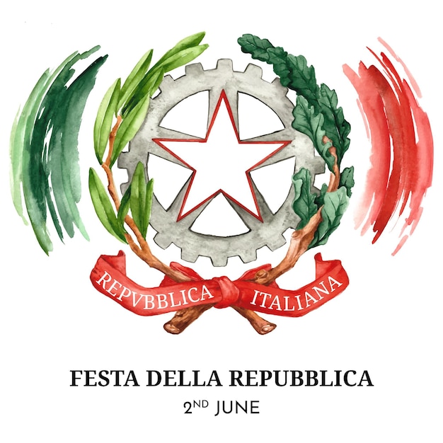 Hand painted watercolor festa della repubblica illustration