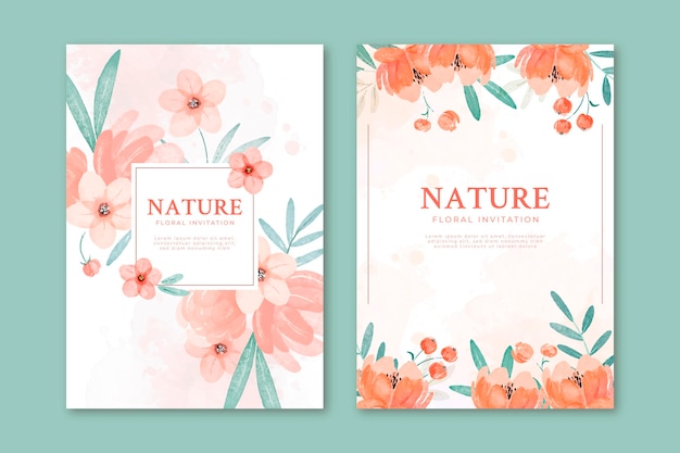 Hand painted watercolor floral cards collection