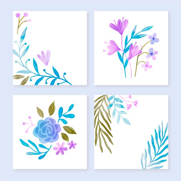 Коллекция акварельных цветочных открыток с ручной росписью