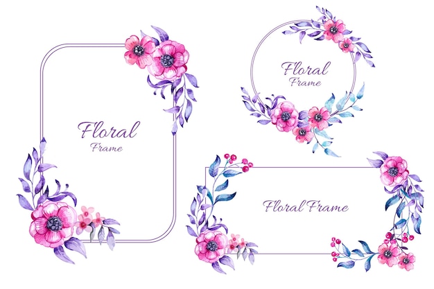 Free vector hand painted watercolor floral frame collection