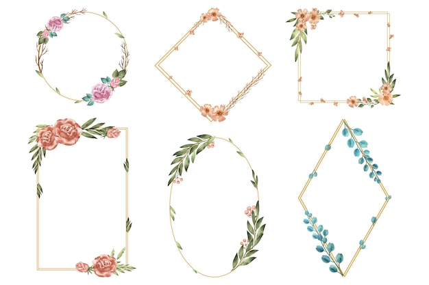 Hand painted watercolor floral frame collection