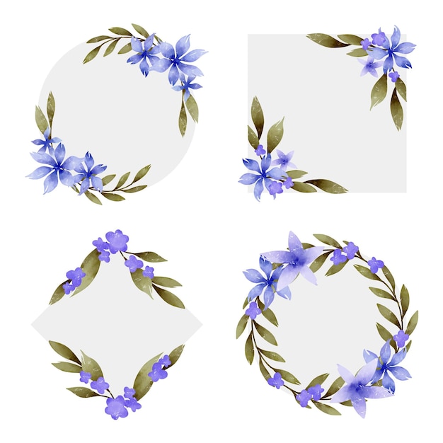 Free vector hand painted watercolor floral frame collection