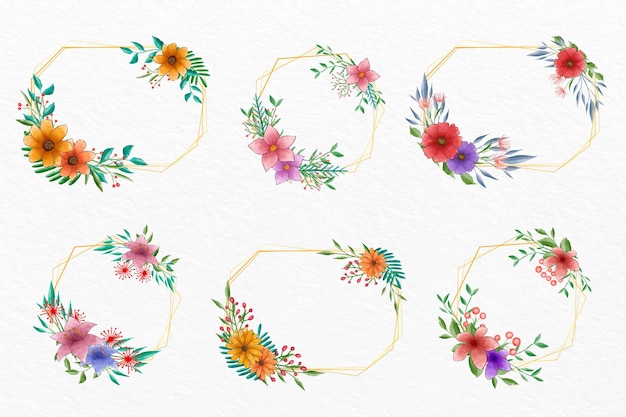 Hand painted watercolor floral frame collection