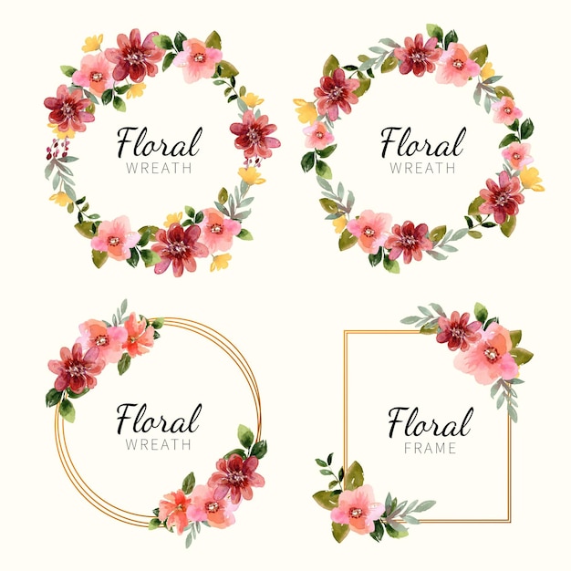 Hand painted watercolor floral frame collection
