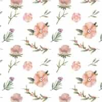 Free vector hand painted watercolor floral pattern in peach tones